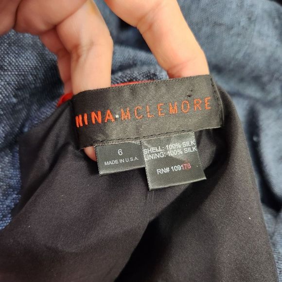 NINA MCLEMORE blue 100% textured silk blazer jacket size 6 - Picture 9 of 14